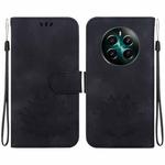 For Realme 12+ Lotus Embossed Leather Phone Case(Black)