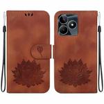 For Realme Narzo N53 / Note 50 Lotus Embossed Leather Phone Case(Brown)