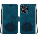 For Realme Narzo N53 / Note 50 Lotus Embossed Leather Phone Case(Dark Blue)