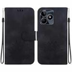 For Realme Narzo N53 / Note 50 Lotus Embossed Leather Phone Case(Black)