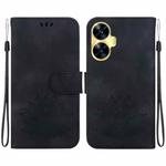 For Realme C55 / Narzo N55 Lotus Embossed Leather Phone Case(Black)