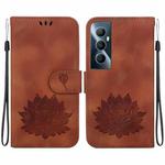 For Realme C65 4G Lotus Embossed Leather Phone Case(Brown)