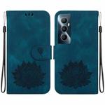For Realme C65 4G Lotus Embossed Leather Phone Case(Dark Blue)