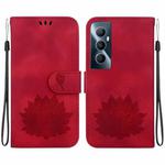 For Realme C65 4G Lotus Embossed Leather Phone Case(Red)