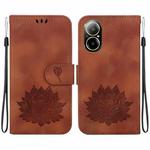 For Realme C67 4G Global Lotus Embossed Leather Phone Case(Brown)