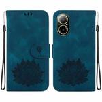 For Realme C67 4G Global Lotus Embossed Leather Phone Case(Dark Blue)