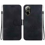 For Realme C67 4G Global Lotus Embossed Leather Phone Case(Black)