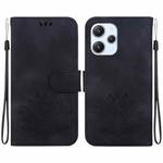 For Redmi 12 4G /  12 5G / Note 12R 5G Lotus Embossed Leather Phone Case(Black)