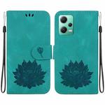 For Xiaomi Redmi Note 12 5G Global Lotus Embossed Leather Phone Case(Green)