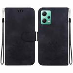 For Xiaomi Redmi Note 12 5G Global Lotus Embossed Leather Phone Case(Black)