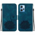 For Xiaomi Redmi Note 12 4G Global Lotus Embossed Leather Phone Case(Dark Blue)