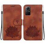 For Xiaomi Redmi Note 12S Lotus Embossed Leather Phone Case(Brown)