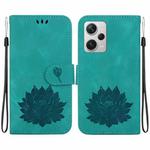For Xiaomi Redmi Note 12 Pro+ Lotus Embossed Leather Phone Case(Green)