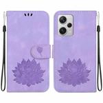 For Xiaomi Redmi Note 12 Pro+ Lotus Embossed Leather Phone Case(Purple)