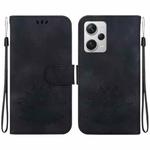 For Xiaomi Redmi Note 12 Pro+ Lotus Embossed Leather Phone Case(Black)