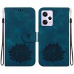 For Xiaomi Redmi Note 12 Pro 5G Global Lotus Embossed Leather Phone Case(Dark Blue)