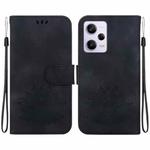 For Xiaomi Redmi Note 12 Pro 5G Global Lotus Embossed Leather Phone Case(Black)