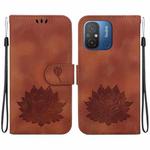 For Xiaomi Redmi 12C / 11A Lotus Embossed Leather Phone Case(Brown)