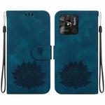 For Xiaomi Redmi 10C / Redmi 10 India Lotus Embossed Leather Phone Case(Dark Blue)