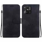 For Xiaomi Redmi 10 Power India Lotus Embossed Leather Phone Case(Black)