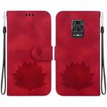 For Xiaomi Redmi Note 9 Pro / Note 9S Lotus Embossed Leather Phone Case(Red)