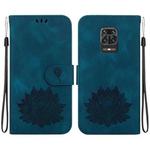 For Xiaomi Redmi Note 9 Pro Max Lotus Embossed Leather Phone Case(Dark Blue)
