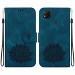 For Xiaomi Redmi 9C / 9 Activ Lotus Embossed Leather Phone Case(Dark Blue)