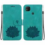 For Xiaomi Redmi 9C / 9 Activ Lotus Embossed Leather Phone Case(Green)