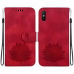 For Xiaomi Redmi 9A / 9i Sport / 9A Sport Lotus Embossed Leather Phone Case(Red)