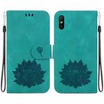 For Xiaomi Redmi 9A / 9i Sport / 9A Sport Lotus Embossed Leather Phone Case(Green)