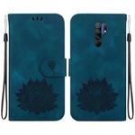For Xiaomi Redmi 9 / 9 Prime Lotus Embossed Leather Phone Case(Dark Blue)