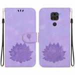 For Xiaomi Redmi Note 9 / Redmi 10X 4G Lotus Embossed Leather Phone Case(Purple)