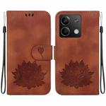 For Xiaomi Redmi Note 13 5G Lotus Embossed Leather Phone Case(Brown)