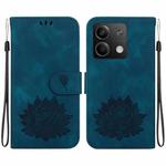 For Xiaomi Redmi Note 13 5G Lotus Embossed Leather Phone Case(Dark Blue)