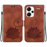 For Xiaomi Redmi Note 13 Pro+ 5G Lotus Embossed Leather Phone Case(Brown)