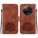 For Xiaomi Redmi A3 Lotus Embossed Leather Phone Case(Brown)