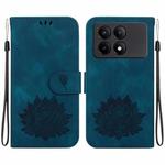 For Xiaomi Redmi K70E Lotus Embossed Leather Phone Case(Dark Blue)