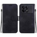 For Xiaomi Redmi K70E Lotus Embossed Leather Phone Case(Black)