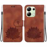 For Xiaomi Redmi Note 13 4G Lotus Embossed Leather Phone Case(Brown)