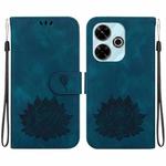 For Redmi 13 4G Lotus Embossed Leather Phone Case(Dark Blue)