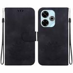 For Redmi 13 4G Lotus Embossed Leather Phone Case(Black)