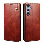 For Samsung Galaxy S24 FE 5G Oil Wax Crazy Horse Texture Leather Phone Case(Brown)