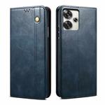For Xiaomi Poco M6 4G Oil Wax Crazy Horse Texture Leather Phone Case(Blue)