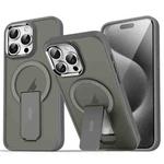 For iPhone 15 Pro Max Acrylic Hybrid TPU MagSafe Holder Phone Case(Titanium Grey)