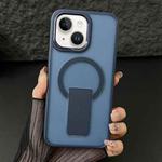 For iPhone 15 Acrylic + TPU MagSafe Holder Phone Case(Dark Blue)
