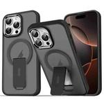 For iPhone 16 Pro Max Acrylic Hybrid TPU MagSafe Holder Phone Case(Black)