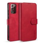 For Samsung Galaxy Note20 DG.MING Retro Oil Side Horizontal Flip Case with Holder & Card Slots & Wallet(Red)