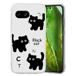 For Google Pixel 7a Colored Drawing Pattern Transparent TPU Phone Case(Black Cat)