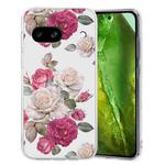 For Google Pixel 8a Colored Drawing Pattern Transparent TPU Phone Case(Peony)