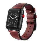 For Apple Watch Series 7 41mm / 6 & SE & 5 & 4 40mm / 3 & 2 & 1 38mm Nail Style Leather Retro Wrist Strap(Wine Red)